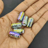 Plated Printed Premium Glass Beads (10 Pieces) 20x10 MM Multicolor Hole 1 MM Cylinder For Jewellery Making Arts Crafts (#Design2)